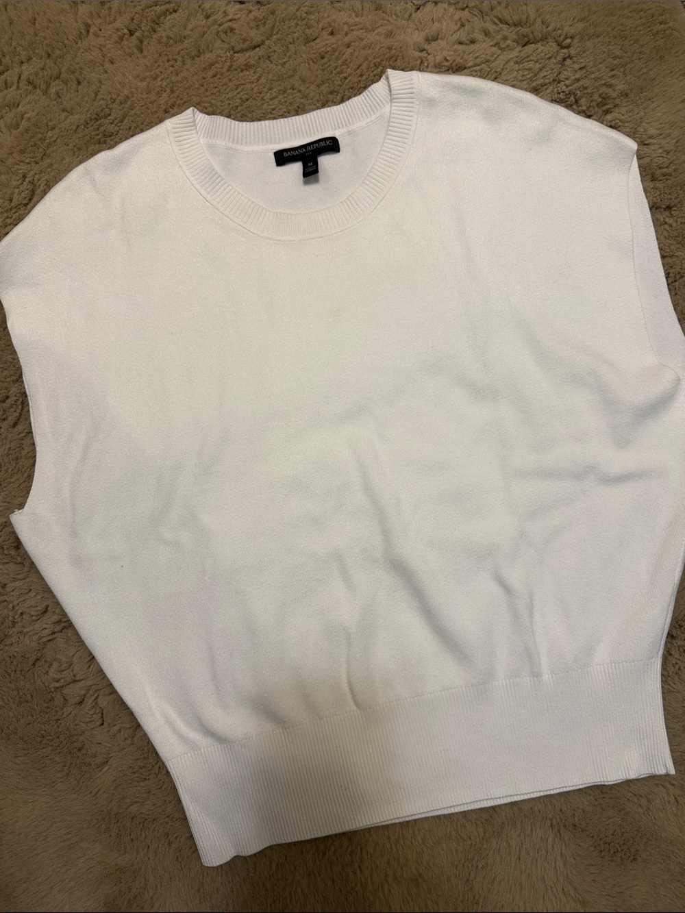 Banana Republic White Knit Sleeveless Crew Top